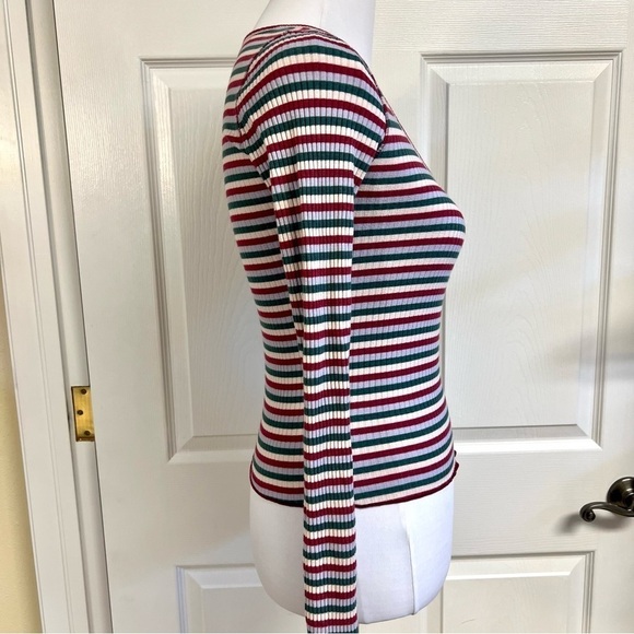Abercrombie & Fitch stripes square neck Long Sleeve Top women’s size S - Picture 5 of 9